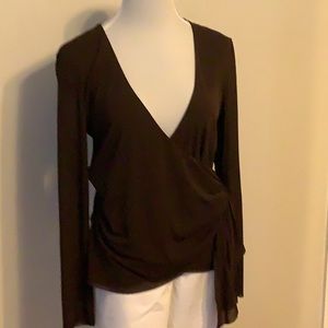 Causal Corner Brown Mesh Top